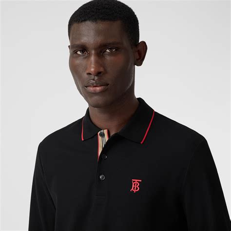 burberry embroidered logo pique polo shirt|Cotton Polo Shirt in Black .